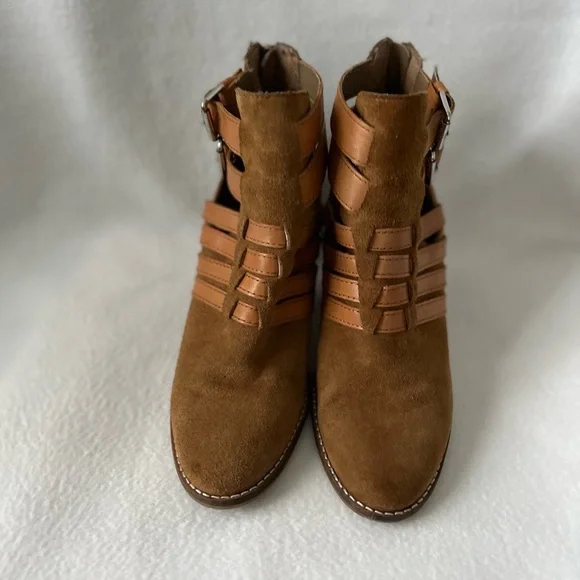 Dolce Vita Size 8 1/2 Leather Cognac Booties - Picture 11 of 16
